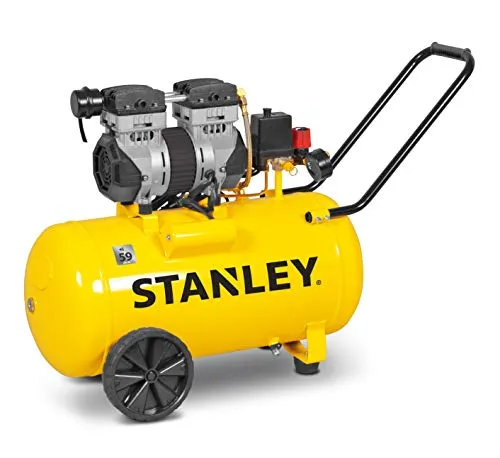 Stanley DST 150/8/50 SXCMS1350HE - Leiser elektrischer Kompressor mit 50L Tank - Kompressor für leisen Betrieb, ölfreie Schmierung und hohe Ansaugleistung von 150l/min, ideal für Werkstätten und Heimwerkerprojekte.