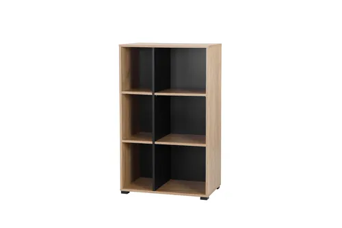 Places of Style Aktenregal Moid - Büroschränke mit 6 offenen Fächern für viel Stauraum, elegant in grau|schwarz und pflegeleicht, ideal für modernes Wohnen.