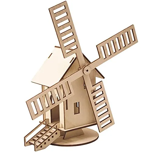 matches21 HOME & HOBBY Windmühle DIY Holz Bastelset für Kinder ab 8 Jahren 3D Steckbausatz