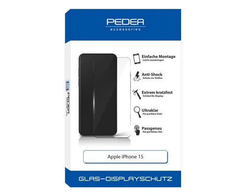 PEDEA Schutzfolie Display-Schutzglas für Apple iPhone 15