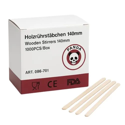 Commerline Einweg Kaffeestäbchen - 1000 Stk. - 14 cm Holz Rührstäbchen, Holzrührstäbe für Heiße & Kalte Getränke, Stäbchen zum Mischen von Kaffee, Einweg-Mixer für Kaffee und Coctails