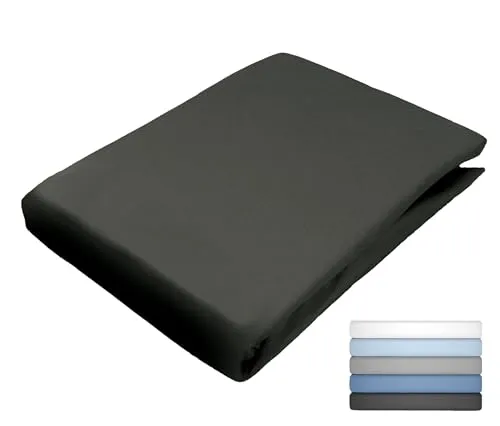 JACK Uni Spannbettlaken Satin 100x200 / 140x200 / 180x200 cm einfarbig Spannbetttuch viele Farben, Farbe:Anthrazit, Größe:100x200cm Spannbettlaken