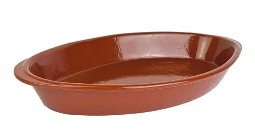 Mediterrane-Auflaufform 37x23x5,5cm ca.2000ml Ofenform Servierschalen Glasiert Oval Spülmaschinengeeignet 1 x