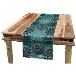 Abakuhaus Tischläufer Esszimmer Küche Rechteckiger Dekorativer Tischläufer, Mandala Hippie Oriental Frühling schwarz 40 cm x 225 cm