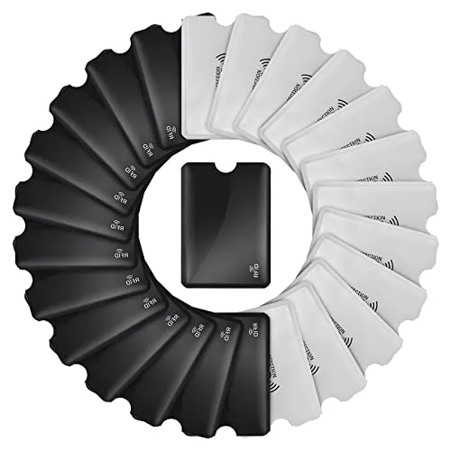 Molain RFID-blockierende Hüllen, 24 Stück Ausweis-Kreditkartenhüllen Set Kartenschutz RFID-Kartenhalter für Damen Herren, schwarz, weiß, 3.6 x 2.5 inch/9.1 x 6.3 cm