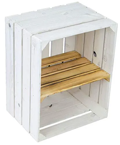 Massive Schuh- Bücherregalkiste Obstkiste Weinkiste Maße ca 50 x 40 x 31cm xxxaus dem Alten LandxxxWeinkisten Obstkisten Holzkiste Dekokiste Regal (Weiß