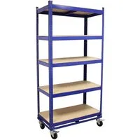 TRUTZHOLM Steckregal Etagenwagen 195x90x45 cm - Steckregal für schwere Lasten bis 750 kg, ideal für Werkstätten und Garagen. Mobil durch Rollen und sicher durch Feststellbremsen.