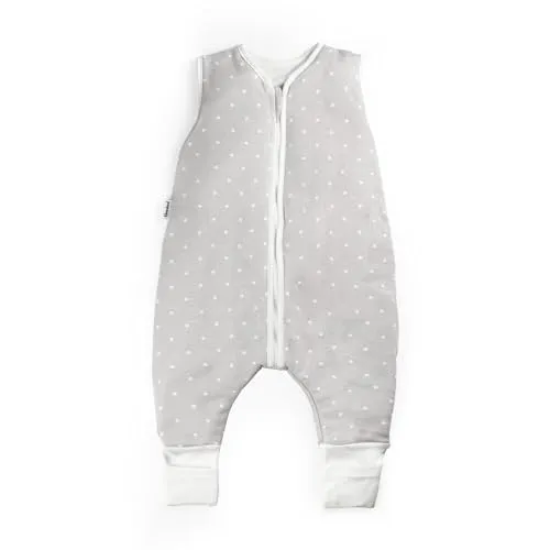 Ehrenkind® Baby Sommerschlafsack mit Füßen 1.0 TOG aus weicher OEKO-TEX zertifizierter Bio-Baumwolle | Sommer Schlafsack | Baby Schlafsack Gr. 80 Grau mit weißen Punkten | 1 Tog