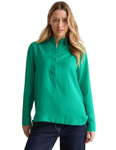 CECIL Damen B345246 Bluse in Aventurine Green, XXL EU - Elegante Damenbluse mit Hemdkragen und dekorativer Knopfleiste, aus hochwertigem Viskosemix für angenehmen Tragekomfort.
