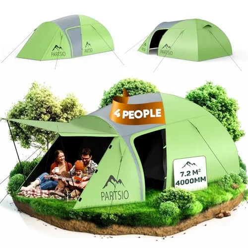 Camping Kuppelzelt 3-4 Personen mit Vorzelt, wasserdicht & winddicht