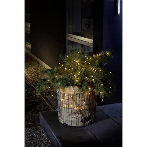 Konstsmide 3740-100 LED Globelichterkette - Lichtschläuche & -ketten mit 40 warm weißen Dioden, ideal für drinnen und draußen, ausgestattet mit Lichtsensor und Timer für automatisches Leuchten.