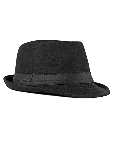 FBBULES Fedora Hut Damen Herrenhüte Breiter Krempe Filzhut Panama Hut Filzhut Winterhut Wintermütze Trilby Hüte Klassische Outdoorhut für Hochzeit Talent Show Performance Schwarz