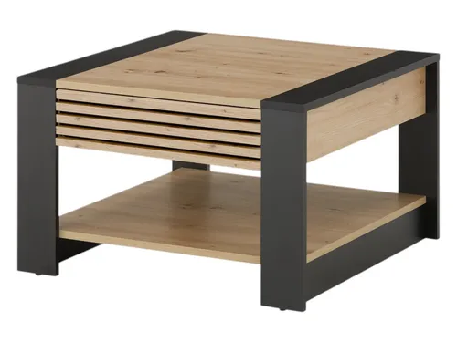 FERRA Couchtisch - Beistelltisch in Stäbchenoptik 70x70 cm - Beistelltisch fürs Wohnzimmer mit modernem Design, 1 Schubkasten und offener Ablage für zusätzlichen Stauraum.