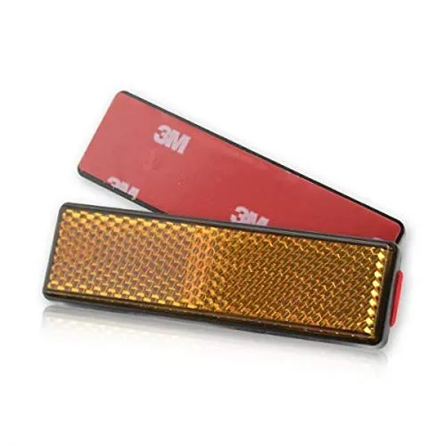 Motorrad-Reflektor gelb rechteckig 93x28mm selbstklebend Seitenstrahler Katzenauge Roller Quad E-geprüft 2 x