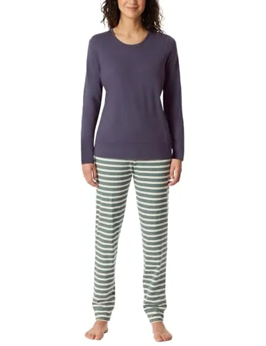 Schiesser Damen Schlafanzug lang mit Bündchen Baumwolle - Nightwear