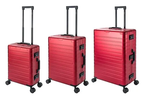 Travelhouse Trolleyset Oslo - 3-teiliges Aluminium Hartschalen Set mit TSA Schloss - Koffer Set aus robustem eloxiertem Aluminium mit 4 Rollen, TSA Zahlenschloss und ergonomischem Teleskopgriff für müheloses Reisen.