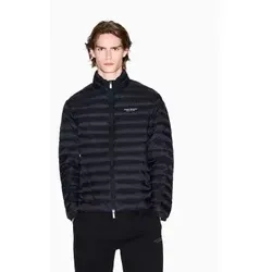 Armani Exchange Herrenjacke Schwarz mit Druck - Funktionsjacke für Herbst/Winter aus 100% Polyamid, gestepptes Obermaterial mit doppeltem Reißverschluss und elastischem Saum für optimalen Tragekomfort.