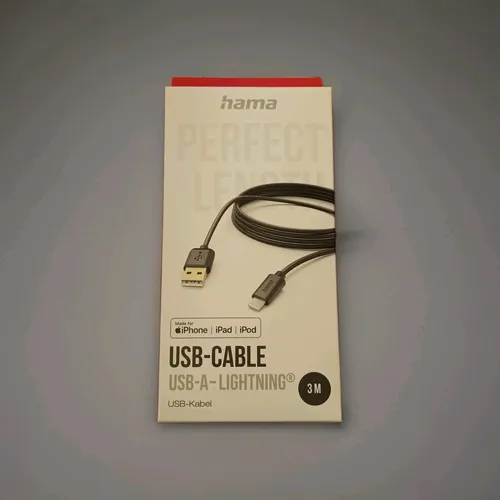 Hama USB-Ladekabel USB 2.0 mit Apple Lightning Stecker - 3,00 cm, schwarz, ideal für schnelles Aufladen unterwegs