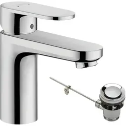 hansgrohe Vernis Blend Waschtischarmatur 71559000 - Chrom mit Metall Zugstangen-Ablaufgarnitur - Waschtischarmatur mit ComfortZone 100, schwenkbarem Strahlformer und EcoSmart-Technologie für effizienten Wasserverbrauch.