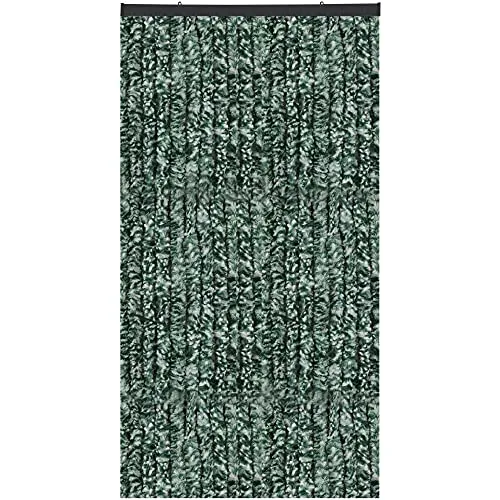 Bestlivings Flauschvorhang in Sondergröße - Türvorhang Breite: 100cm - Länge: 250cm, Grün Meliert
