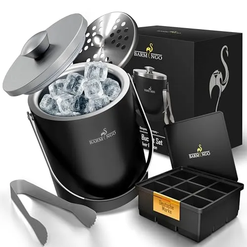 BARMINGO Edelstahl Eiswürfelbehälter mit Deckel von BARMINGO