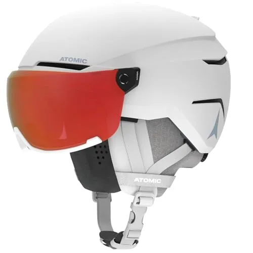 ATOMIC SAVOR VISOR PHOTO Skihelm mit Visier - White Heather - Größe M - Skihelme & Snowboardhelme mit integrierter Skibrille und Holo Core-Konstruktion für bis zu 30% mehr Schutz. Innovative Active Aircon Belüftung für optimalen Tragekomfort.