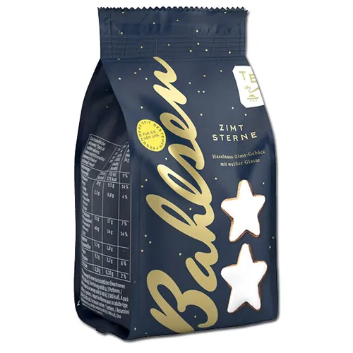 Bahlsen Zimtsterne 100g - Würzige Weihnachtskekse - Kekse & Gebäck - Saftige Zimtsterne mit 41% Haselnüssen und feiner Zimtglasur, die jeden Adventskaffee verzaubern. Unverzichtbar in der Weihnachtszeit!