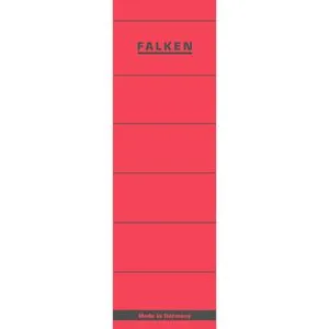 Original Falken 10er Pack Ordner-Rückenschild. Made in Germany. Etiketten 60 x 190 mm selbstklebend für 8 cm breite Ordner rot