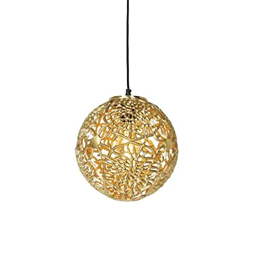 Qazqa Art Deco Pendelleuchte Maro - Schwarz Gold, 26cm - Elegante Pendelleuchte mit E27-Fassung, dimmbar und ideal für Flur, Küche, Schlafzimmer oder Wohnzimmer. Hochwertige Materialien sorgen für Stil und Langlebigkeit.