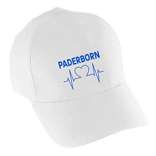 multifanshop Baseballcap - Paderborn - Herzschlag - Druck blau - Mütze Größe one Size weiß