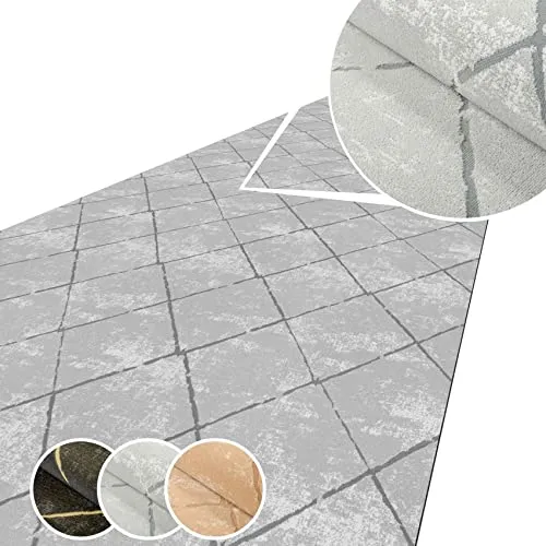 ANRO Teppich Läufer Küchenteppich Küchenläufer Flur Läufer Küche rutschfest anpassbar Weich Velours Grau 140x120cm