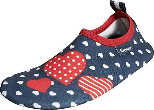 Playshoes Jungen Unisex Kinder Barfuß Badeslipper Aqua-Schuhe, Marine Herzchen, 22/23 EU