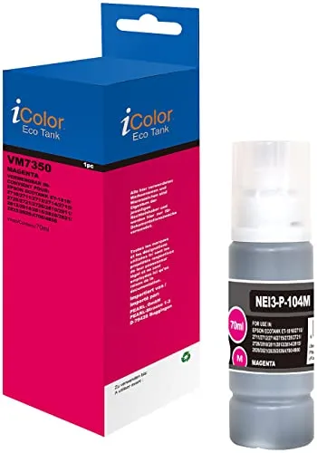 iColor Nachfülltinte: Nachfüll-Tinte für viele Drucker, ersetzt Epson C13T00P340, Magenta, 104-Serie (kompatible Tintenpatronen Tintenstrahldrucker)