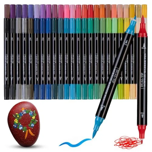 Playtastic Acrylfarbstifte: Acrylstifte-Set mit 48 Farben, 2 Spitzen mit 0,5 und 5 mm, wasserfest (Acrylmalstifte, Farbstifte)