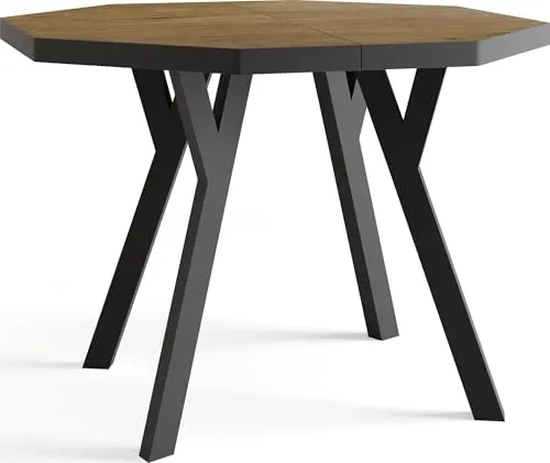 WFL Group Esstisch, Runde Alteiche, ausziehbar, 100-150 cm - Esstische – Moderner, ausziehbarer Esstisch aus Alteiche, ideal für Dinnerpartys. Langlebige Oberfläche, die UV-beständig und kratzfest ist, sorgt für jahrelangen Gebrauch.