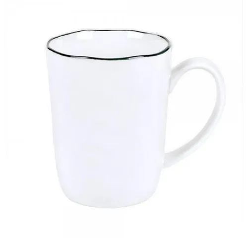 Lambert Tasse Henkelbecher Piana Weiß Rand Grau