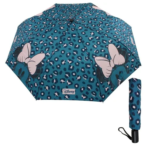 Disney Minnie Mouse Stockregenschirm Faltbarer Regenschirm Maus Automatik Minnie Mouse Kinder Schirm blau