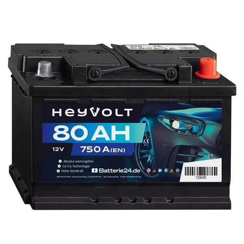 HeyVolt Autobatterie 80Ah anstatt 74Ah 12V Starterbatterie, 574012068, für E11