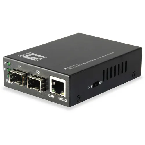 LevelOne Media Konverter GVT-2011 GE>SFP Switch - Transceiver für die nahtlose Verbindung von Gigabit-Ethernet zu SFP, ideal für die Erweiterung von Netzwerken und hohe Übertragungsraten.