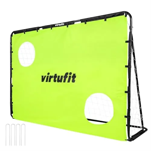 VirtuFit Fußballtor mit Torwand für Kinder- – Zielwand mit 2 Schusszonen- Fussballtore - 215 x 150 cm - Torwand Kinder Fußballtraining
