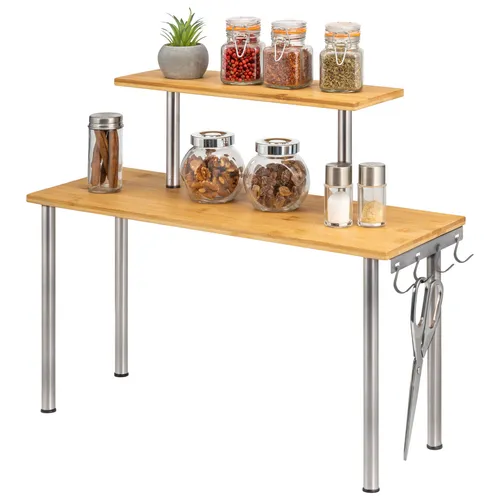 bremermann Küchenregal aus Bambus und Edelstahl mit Haken