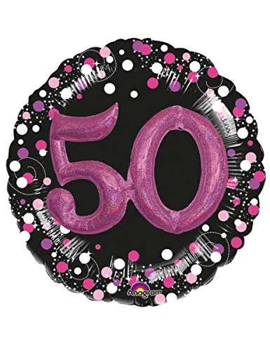 Amscan 3597801 - Multi Balloon Sparkling Birthday 50, Folienballon, circa 81 x 81 cm, Heliumballon, Geburtstag
