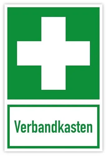 Aufkleber Hinweis Kombi Rettungszeichen „Erste Hilfe Verbandkasten“ | 10 x 15 cm Made in Germany