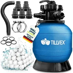 tillvex® Sandfilter Pool ohne Pumpe + 400g Filterbälle bis 21m3