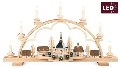 Müller Kleinkunst Schwibbogen Seiffener Dorf in beige von Müller