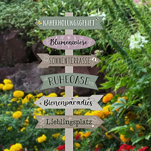 Produktbild Gartenschild Wegweiser│ Höhe 76 cm MDF naturfarben │6 Planken beschriftet