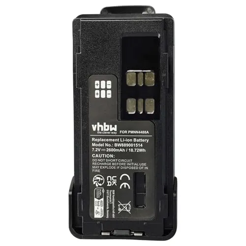 vhbw Akku kompatibel mit Motorola DP2400, DP2600, DP2000, DP4400E Funkgerät, Walkie Talkie (2600mAh, 7,4V, Li-Ion) + Gürtelclip