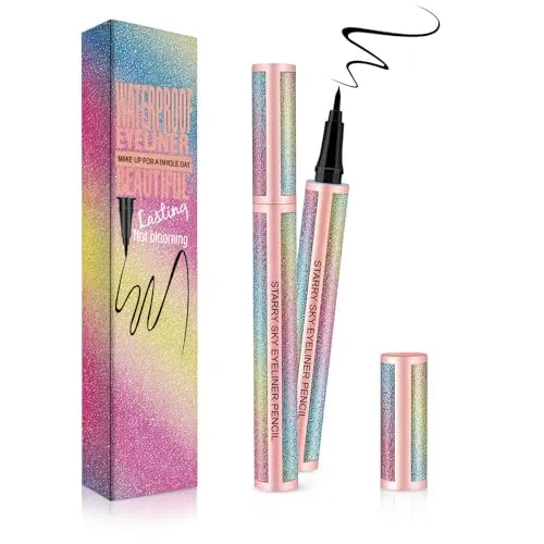 Eyeliner Schwarz mit Präziser Spitze, Kajalstift Schwarz mit Intensiver Farbe, Eyeliner Wasserfest für Langanhaltendes Makeup, Schminke Kosmetik Für Präzise Lidstriche und Alltag Make Up