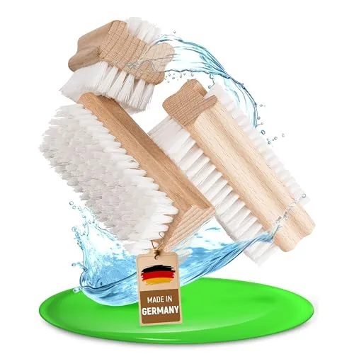 FEINHOLZ Handbürste Nagelbürste Holz (3 Stck.) mit stabilen Borsten hart und weich, Bürsten PPN, Made in Germany, Nagelbürste Kinder, Gemüsebürste, Wurzelbürste, Fingerbürste, Handwaschbürste