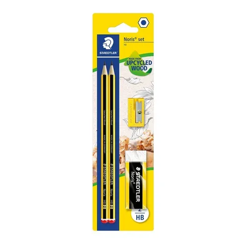 STAEDTLER® Noris® -Blisterkarte 2 Bleistiften HB SECHSKANTFORM- Radierer+Spitzer